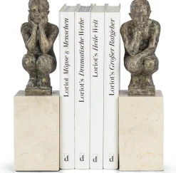 Angeles Anglada: ​ Skulpturenpaar / Buchstützen »Boy and Girl«, Kunstguss Steinoptik​