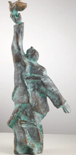 Christoph Fischer: ​ Skulptur »Der Gedanke« (2023), Version Bronze grün ​