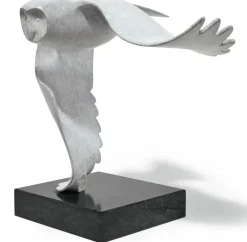 Evert den Hartog: ​ Skulptur »Sneeuwuil - Schneeeule«, Bronze grau