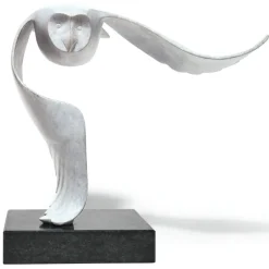 Evert den Hartog: ​ Skulptur »Sneeuwuil - Schneeeule«, Bronze grau