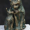 Gartenskulptur »Katze mit Jungem«
