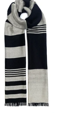 Gewebter Seidenschal Schwarz und Weiß