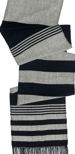 Gewebter Seidenschal Schwarz und Weiß