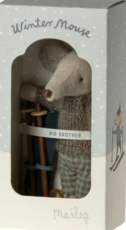 Großer Bruder Wintermaus mit Ski