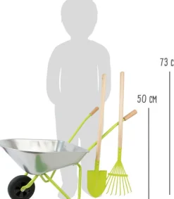 Kinder-Schubkarre mit Gartenwerkzeug