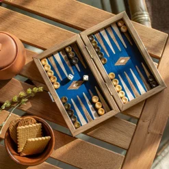 Pocket-Backgammon aus Nussbaum