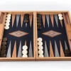 Walnuss-Backgammon mit Schwarzeiche und grauen Intarsien